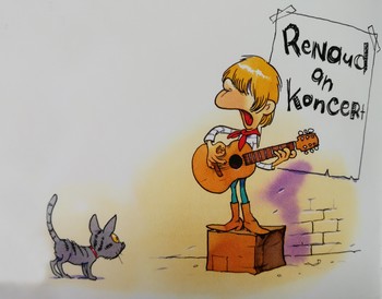 NON, C'EST NON ! . J'aime la tendresse dans laquelle mon ami et collègue Vincent trempe sa plume, ou son clavier, pour parler de ce nouveau disque de Renaud. Que l'ensemble des fans va trouver sublime : rien que ce manque de discernement m'atterre. Vous avez compris : je n'adhère pas à ce disque, pas plus que le précédent. Il me faut remonter à il y a vieux (A la Belle de mai, il y a vingt-cinq ans) pour que je trouve un total et inconditionnel plaisir à l'écoute d'un nouveau Renaud. Un chanteur que j'aime, pourtant... Sa voix est pourrite, chacun le sait. Oui. Quitte à prendre, je préfère des voix qui ne le sont pas. Si j'ai à proposer à des enfants l'écoute de chansons, je choisirai le beau : tiens, le Pirouette cacahuète chanté par Le Forestier en 2000 sur le disque Ma chanson d'enfance : on n'a guère fait mieux en qualité d'interprétation. Ça et Anne Sylvestre, Aldebert et pas mal d'autres. Si encore l'intérêt des textes de Renaud était manifeste. Bernique ! « J'aime pas les légumes, les fleurs et les fruits / J'aime pas le bitume, j'aime pas l'béton gris », c'est d'une richesse folle. Où est-il donc le Renaud de Morgane de toi ou de La pêche à la ligne, deux titres parmi d'autres qui font, me semble-t-il, honneur au répertoire. Renaud se flatte d'avoir écrit cet album en une semaine, d'avoir parfois pondu deux ou trois titres par jour. La belle affaire ! Sait-il encore qu'un texte se travaille, qu'on remplit la corbeille à papier de brouillons froissés, déchirés, avant de trouver la bonne formulation. Sait-il que Brassens, dont on l'a dit héritier, travaillait une même chanson parfois dix ans et plus avant d'oser la graver ? Il est rare qu'un coup de génie vous fasse pondre une bonne chanson en deux heures montre en main. Renaud vient de faire, même à l'insu de son plein gré, un nouveau non-disque, un attrape-nigaud commercial : des hordes de fans fanatisés vont l'acheter. Que ça sorte le jour du Black Friday ne relève sans doute pas du total hasard. MICHEL KEMPER . (dessin Zep, extrait du livret du disque)